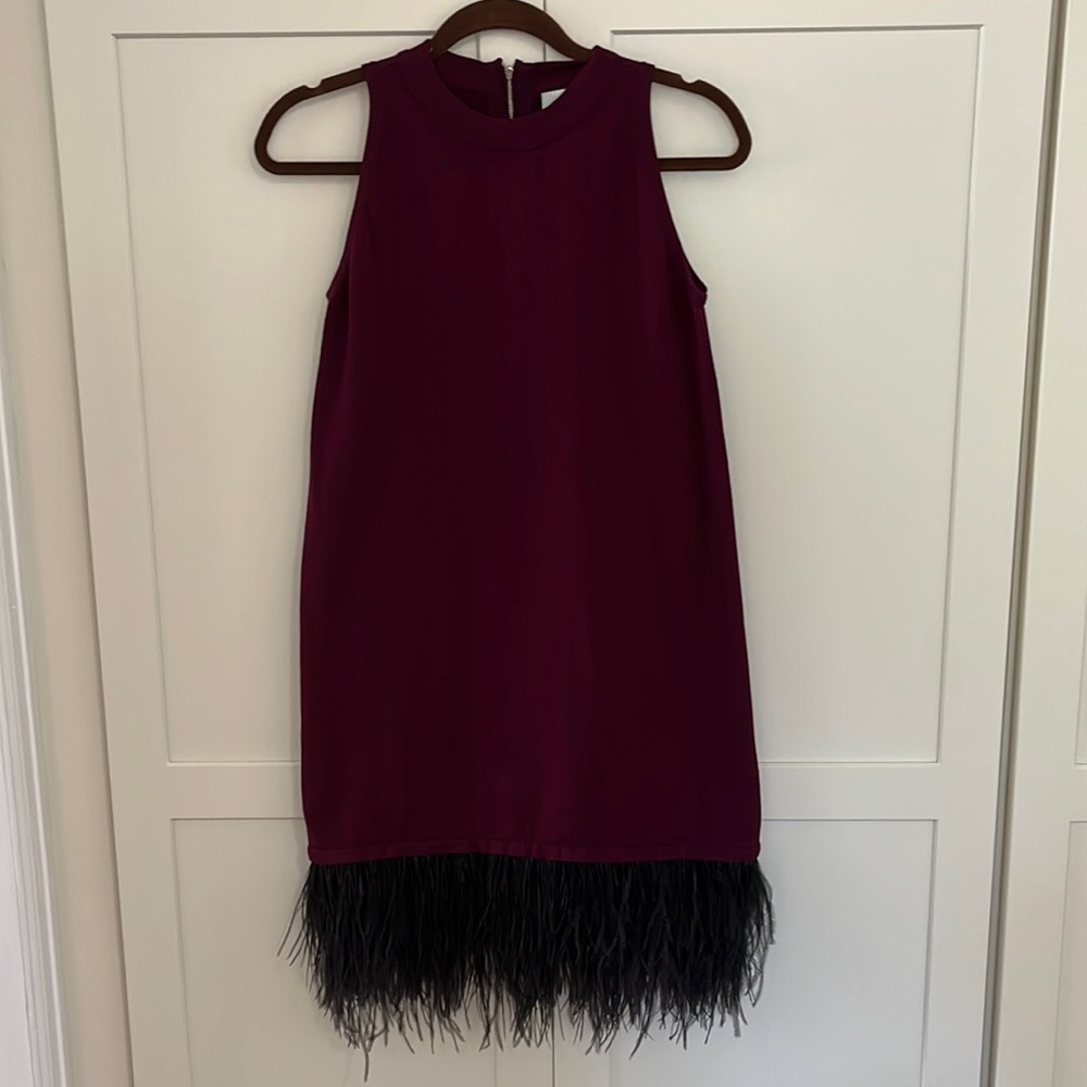 Milly knee length sweater dress with feather bottom
